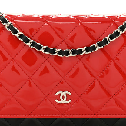 Chanel Patent Quilted Bi-Color Wallet On Chain WOC Red Black Red Black 9 of 11