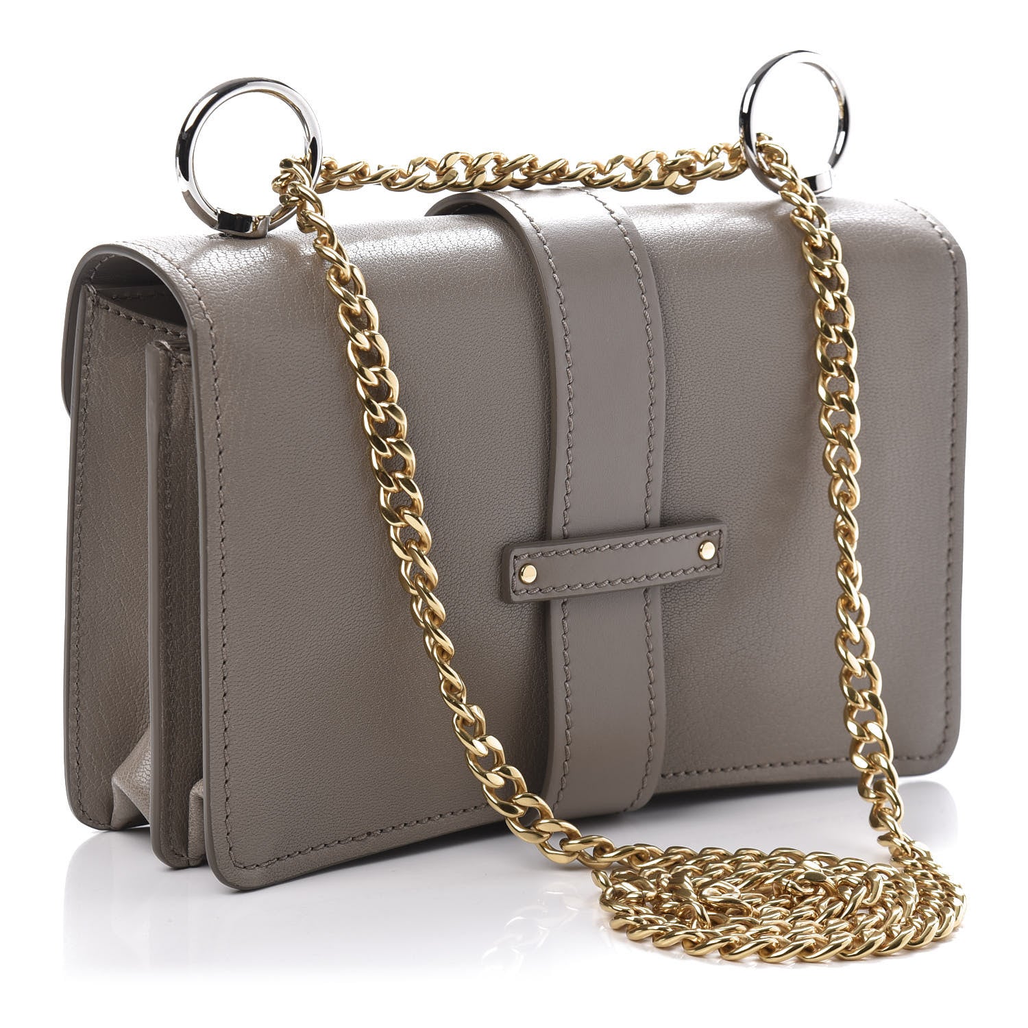 Chloe Shiny Goatskin Calfskin Aby Chain Shoulder Bag Motty Grey 3 of 9