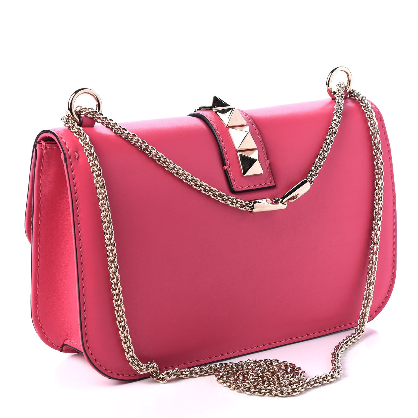 Vitello Medium Glam Lock Rockstud Flap Deep Rose
