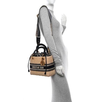 Christian Dior Wicker Oblique Medium Lady Dior Bag Blue 2 of 11