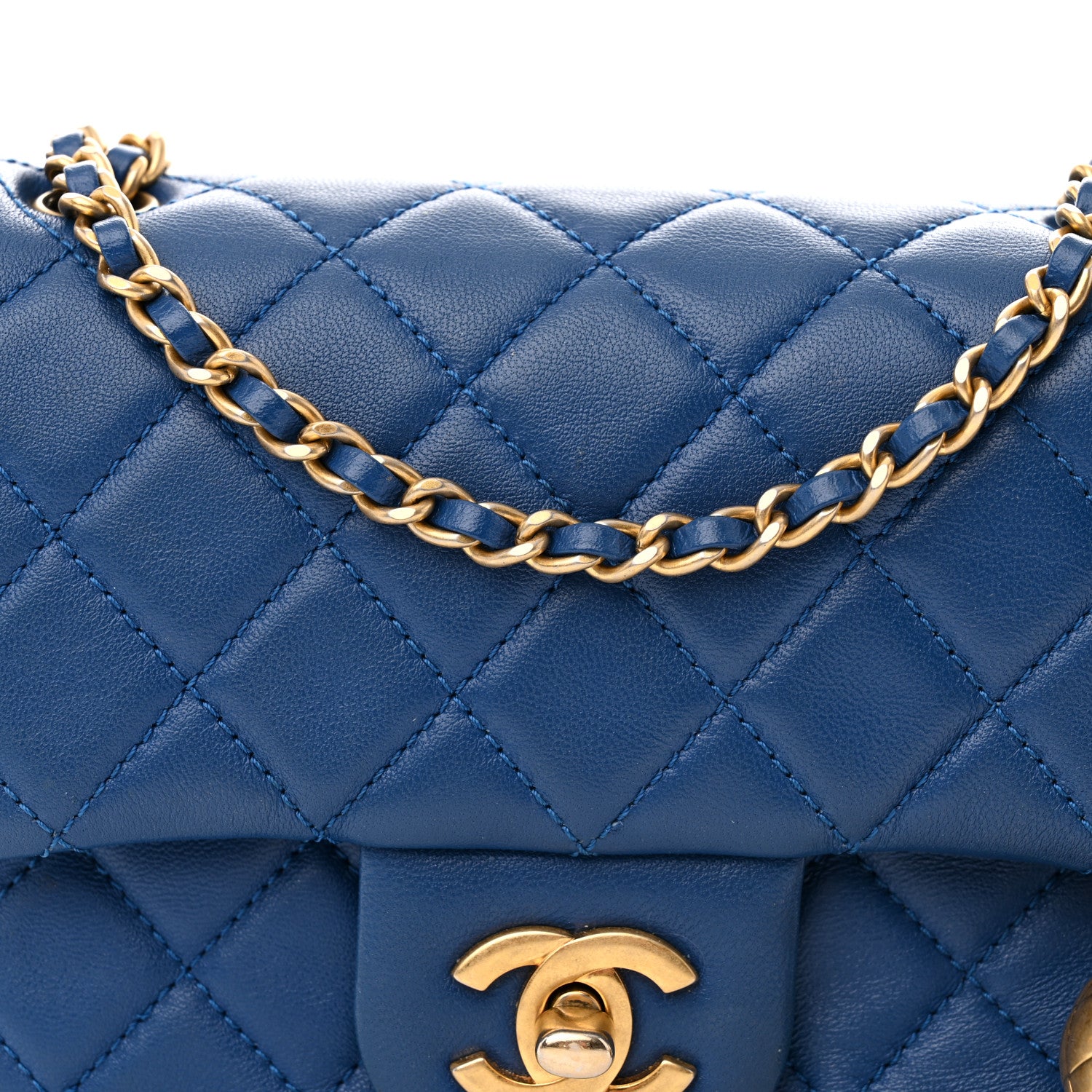 Chanel Lambskin Quilted Mini Pearl Crush Flap Blue 8 of 10