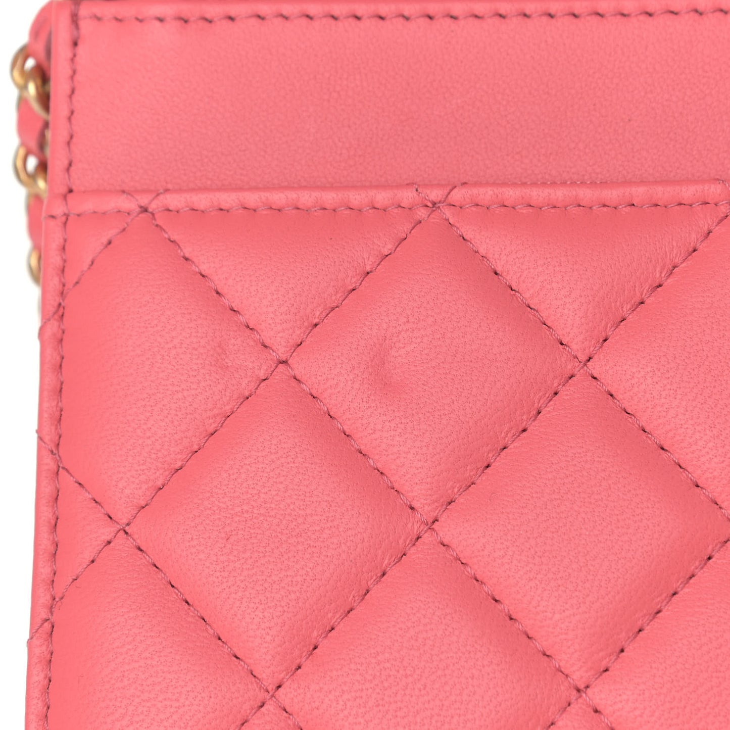Lambskin Quilted CC Pearl Crush Wallet on Chain WOC Pink