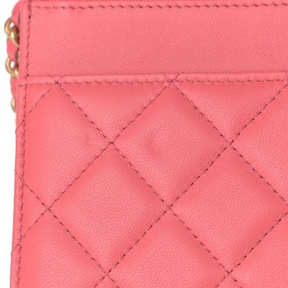 Chanel Lambskin Quilted CC Pearl Crush Wallet on Chain WOC Pink 10 of 11