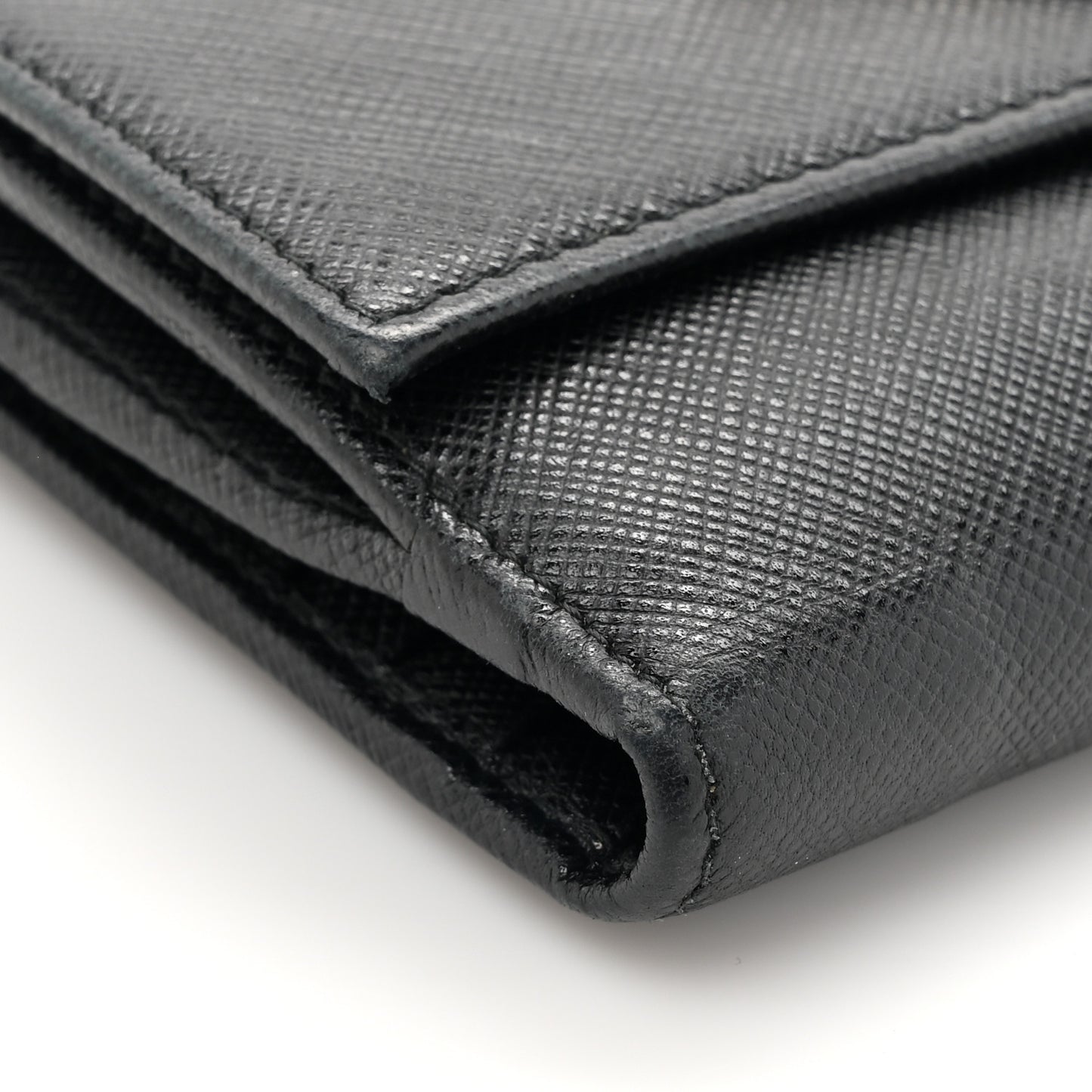 Saffiano Small Triangle Bi-Fold Wallet Black