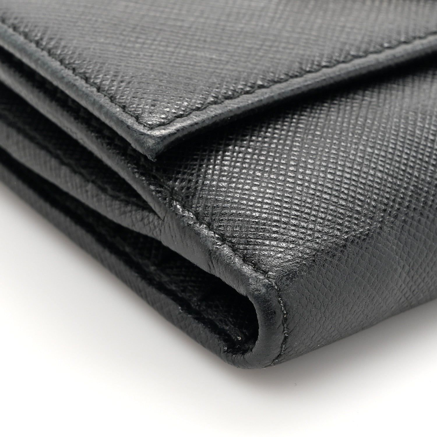 Prada Saffiano Small Triangle Bi-Fold Wallet Black 10 of 11