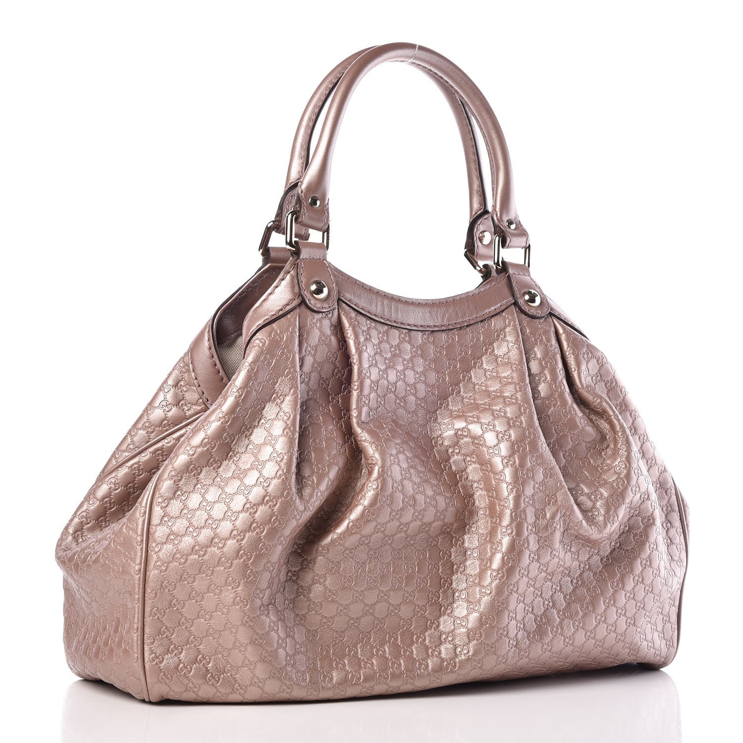 Gucci Metallic Microguccissima Medium Sukey Tote Dark Cipria 3 of 8
