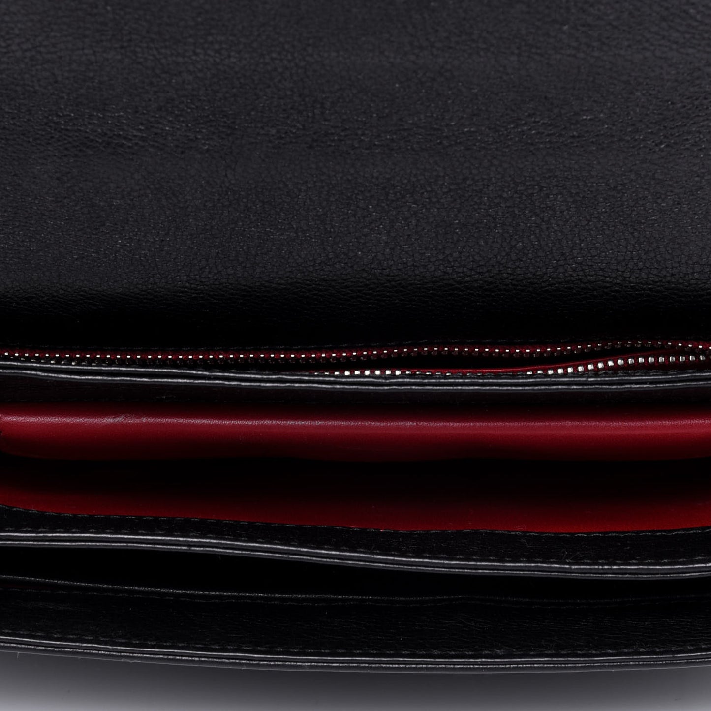 Grained Calfskin Saffiano Robot Shoulder Bag Black Red
