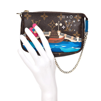 Louis Vuitton Monogram 2019 Christmas Animation Mini Venice Pochette Accessories Blue 2 of 10