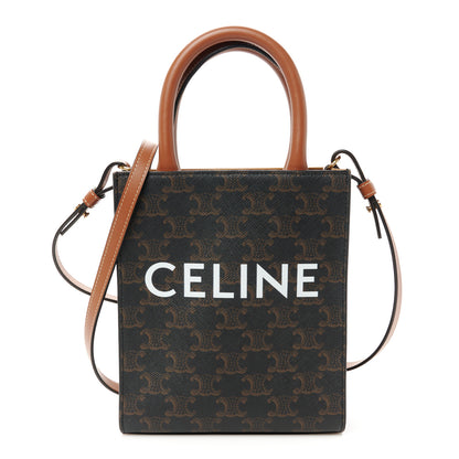 Celine Triomphe Canvas Calfskin Mini Vertical Cabas Tan 1 of 9