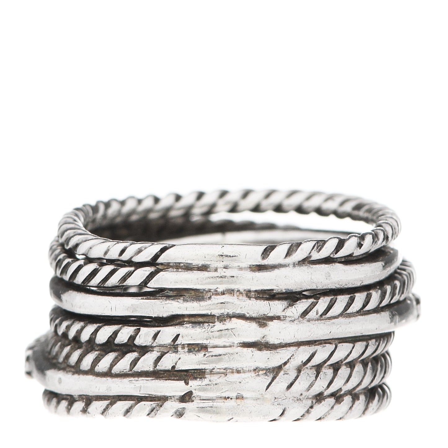 Sterling Silver 14K White Gold Diamond 11mm Wide Crossover Cable Ring 49 4.75