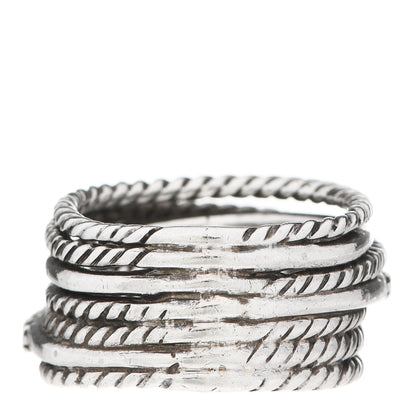 David Yurman Sterling Silver 14K White Gold Diamond 11mm Wide Crossover Cable Ring 49 4.75 3 of 4
