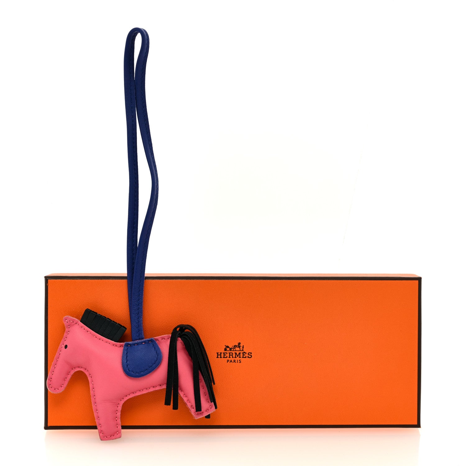 Hermes Milo Lambskin Grigri Rodeo Horse Bag Charm PM Rose Azalee Vert Cypress Bleu Electrique 4 of 4