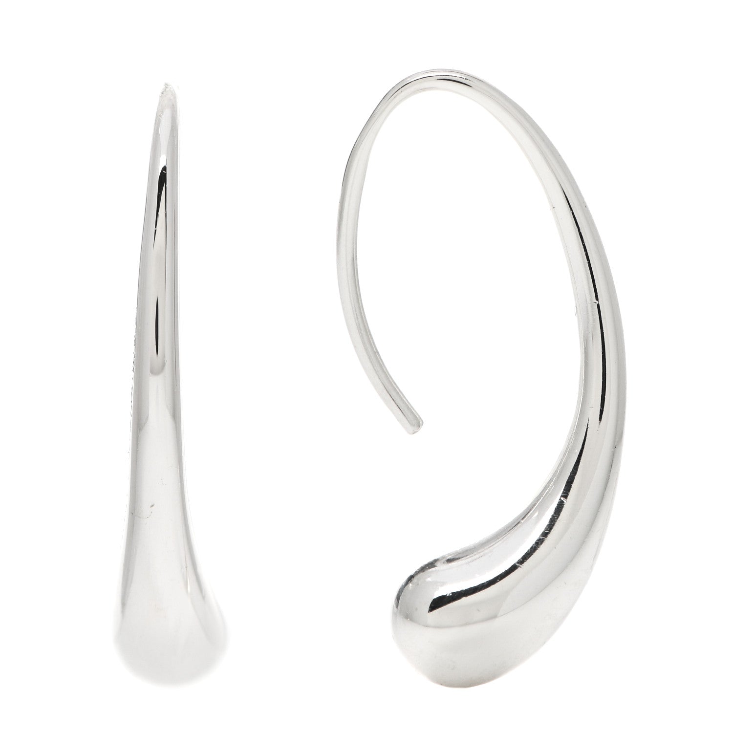 Tiffany Sterling Silver Elsa Peretti Teardrop Hoop Earrings 1 of 4