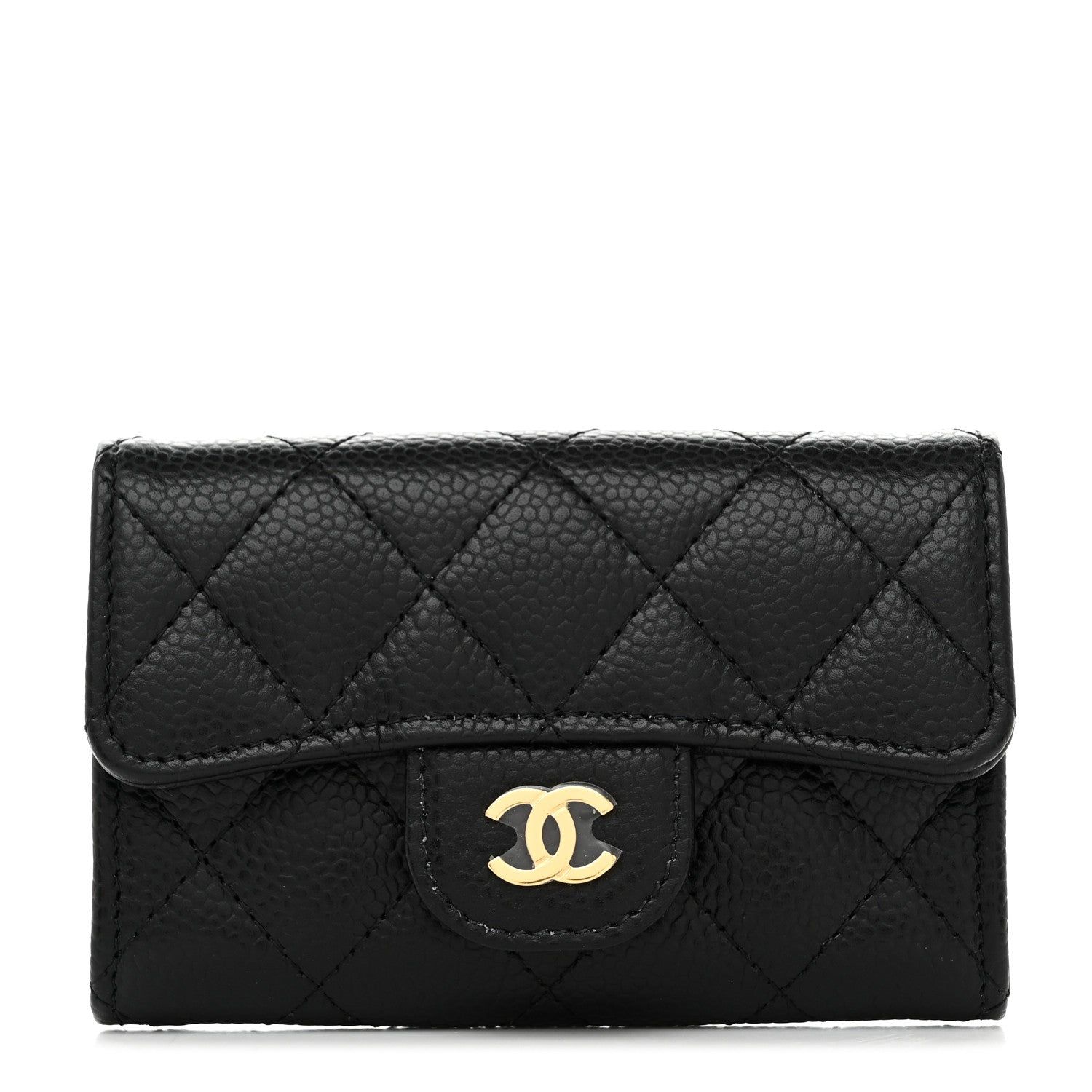 Chanel Caviar Quilted Flap Card Holder Wallet Black 1 of 9