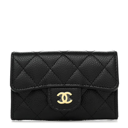 Chanel Caviar Quilted Flap Card Holder Wallet Black 1 of 9