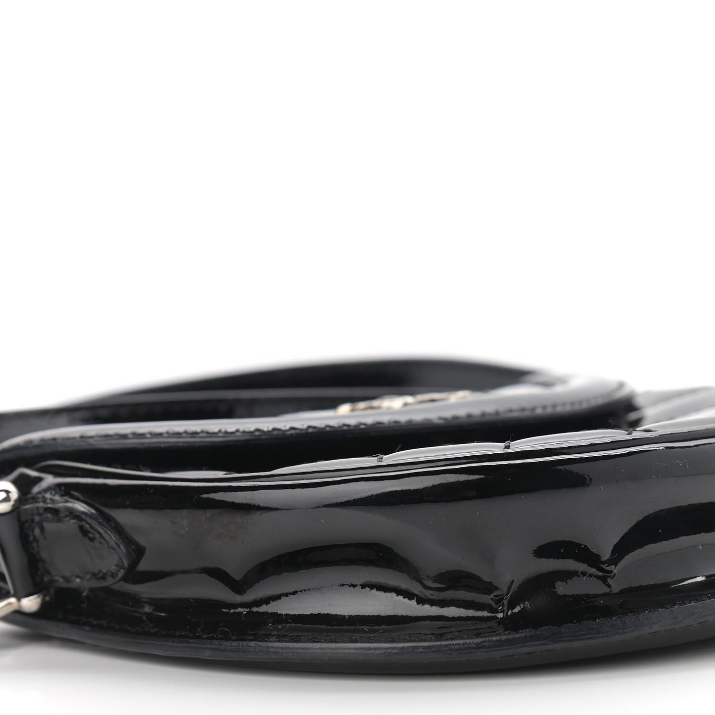 Patent Calfskin Quilted Mini Crossbody Bag Black