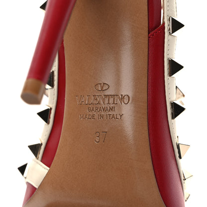 Valentino Garavani Nappa Rockstud Ankle Strap 100mm Pumps 37 Rosso Valentino Ivory Pure Blue 6 of 7