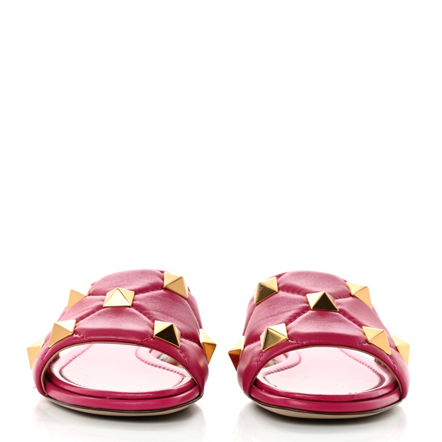 Valentino Garavani Nappa Roman Stud Flat Slide Sandals 36.5 Blossom 2 of 9