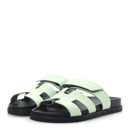 Hermes Epsom Womens Chypre Sandals 37 Vert Jade 4 of 11