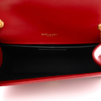 Saint Laurent Grain De Poudre Small Monogram Kate Satchel Red 5 of 10