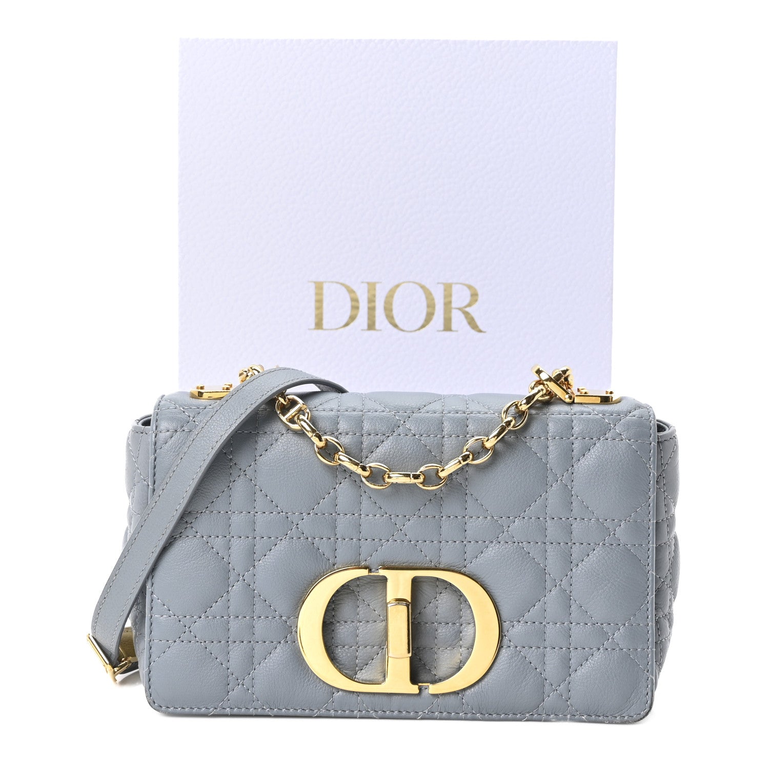 Christian Dior Calfskin Cannage Small Caro Bag Cloud Blue 1858319