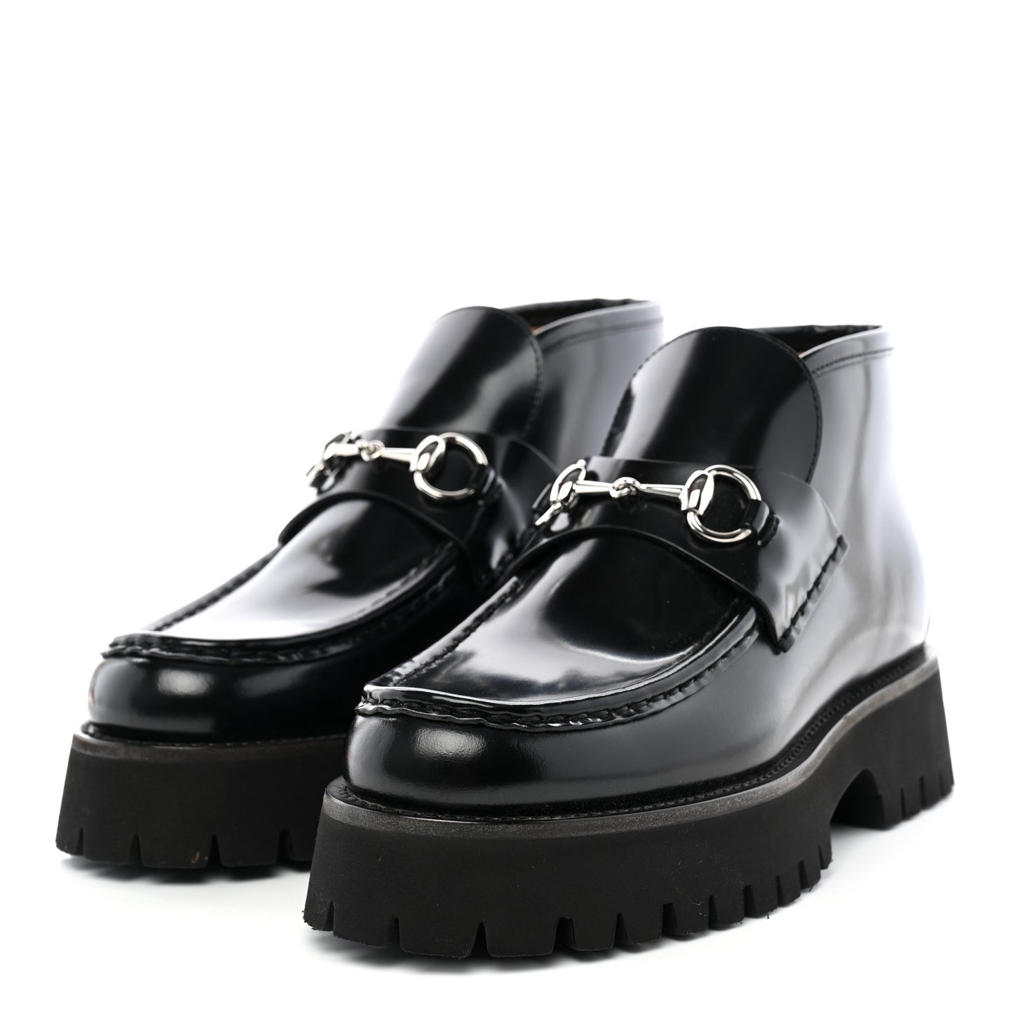 Cordovan Lux Womens Horsebit Platform Ankle Boots 38.5 Black