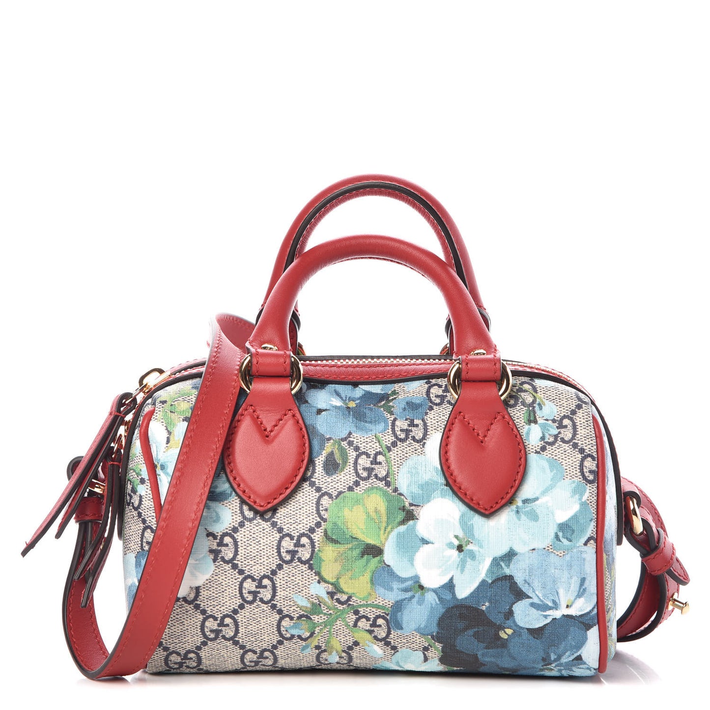 GG Supreme Monogram Blooms Mini Boston Navy Blue Hibiscus
