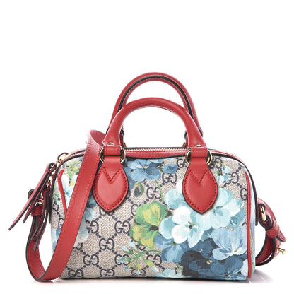 Gucci GG Supreme Monogram Blooms Mini Boston Navy Blue Hibiscus 1 of 9
