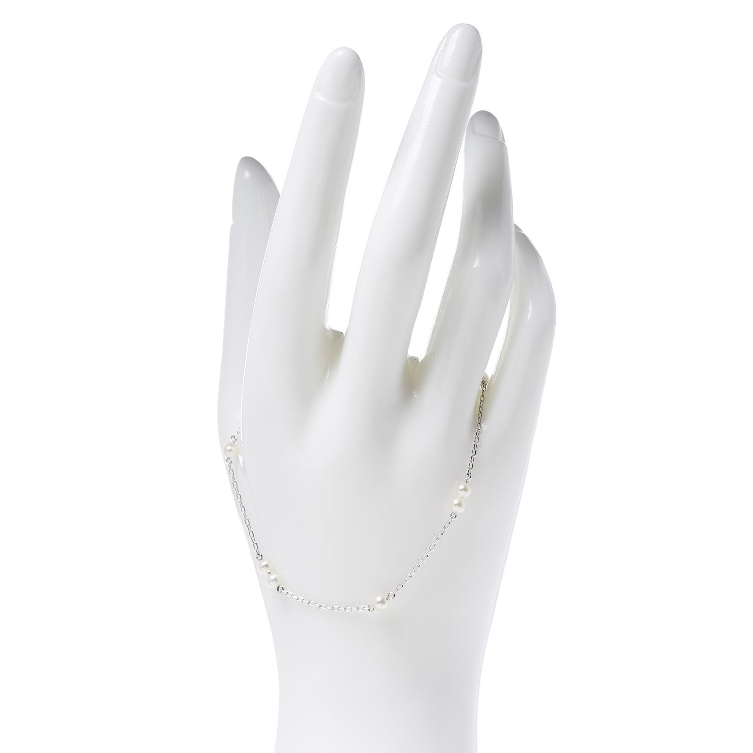 Mikimoto 18K White Gold Akoya Pearl 3.5-4mm Station Bracelet 2 of 5
