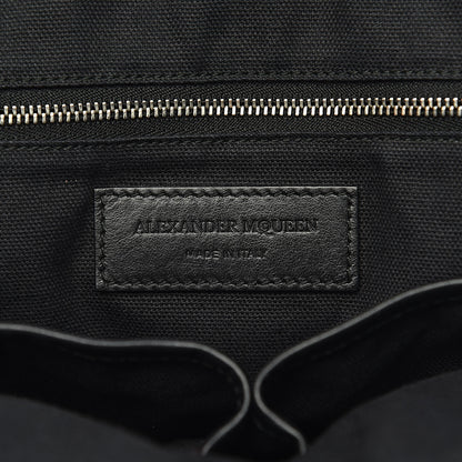 Alexander McQueen Soft Calfskin Woven Medium Legend Tote Black White 6 of 11