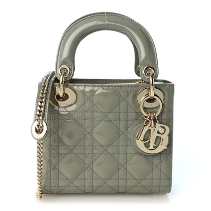 Christian Dior Patent Cannage Mini Lady Dior Grey Stone 1 of 10