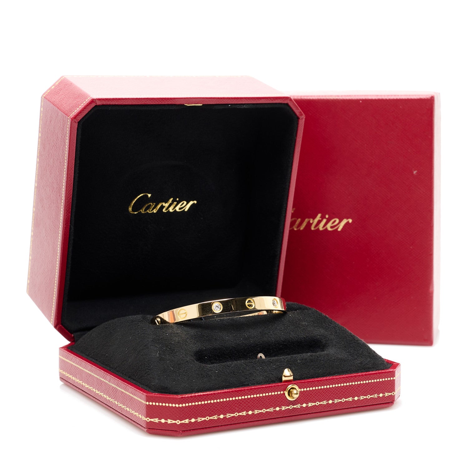 Cartier 18K Yellow Gold 4 Diamond LOVE Bracelet 18 7 of 7