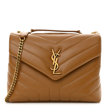 Saint Laurent Calfskin Y Quilted Monogram Small Loulou Chain Satchel Dark Natural 1 of 11