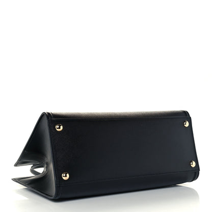 Prada Saffiano Metal Top Handle Black 4 of 10