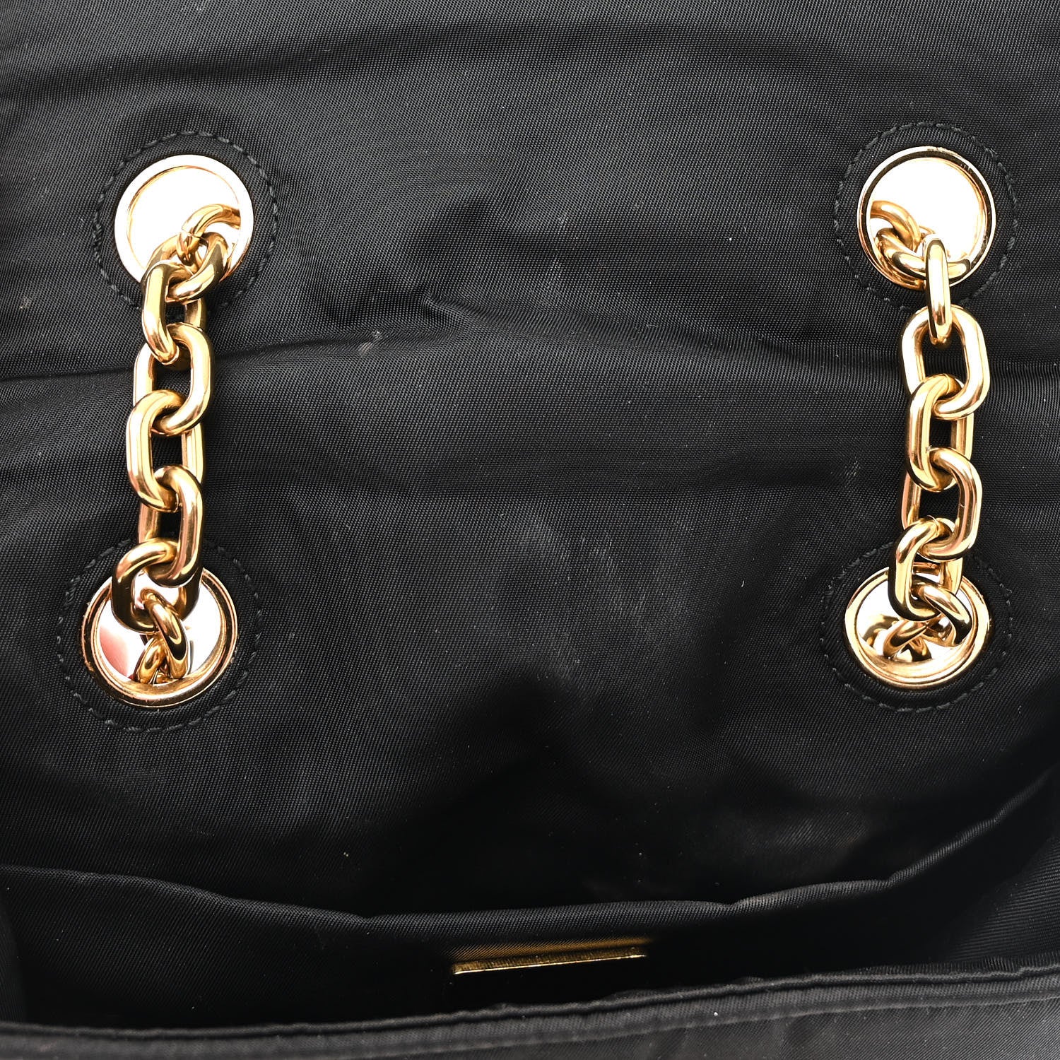 Prada Tessuto Nylon Crystal Chain Flap Shoulder Bag Black 10 of 12