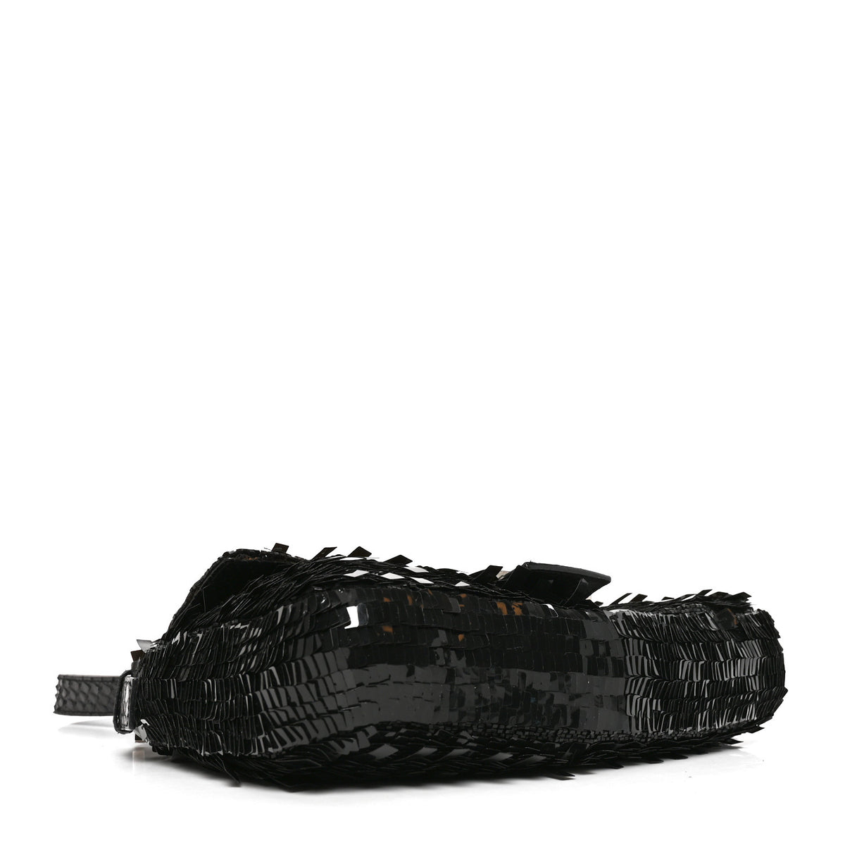 Fendi Sequin Paillettes Snakeskin Baguette Black 4 of 11