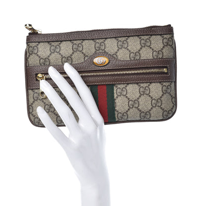 Gucci GG Supreme Monogram Web Small Ophidia Pouch Clutch Beige New Acero 2 of 8