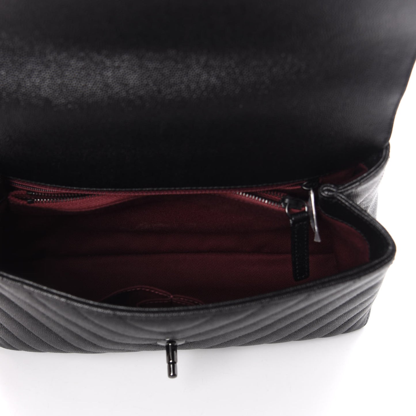 Caviar Chevron Quilted Small Coco Handle Flap So Black