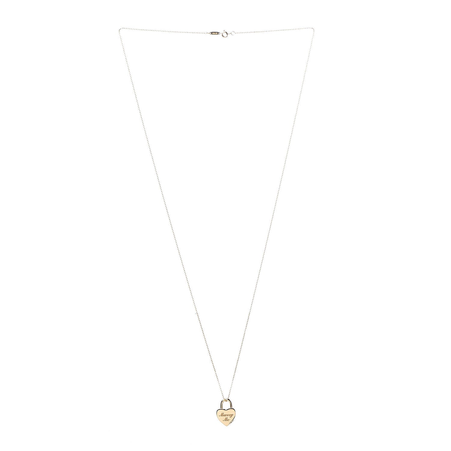 18K Yellow Gold Marry Me Heart Lock Pendant Necklace