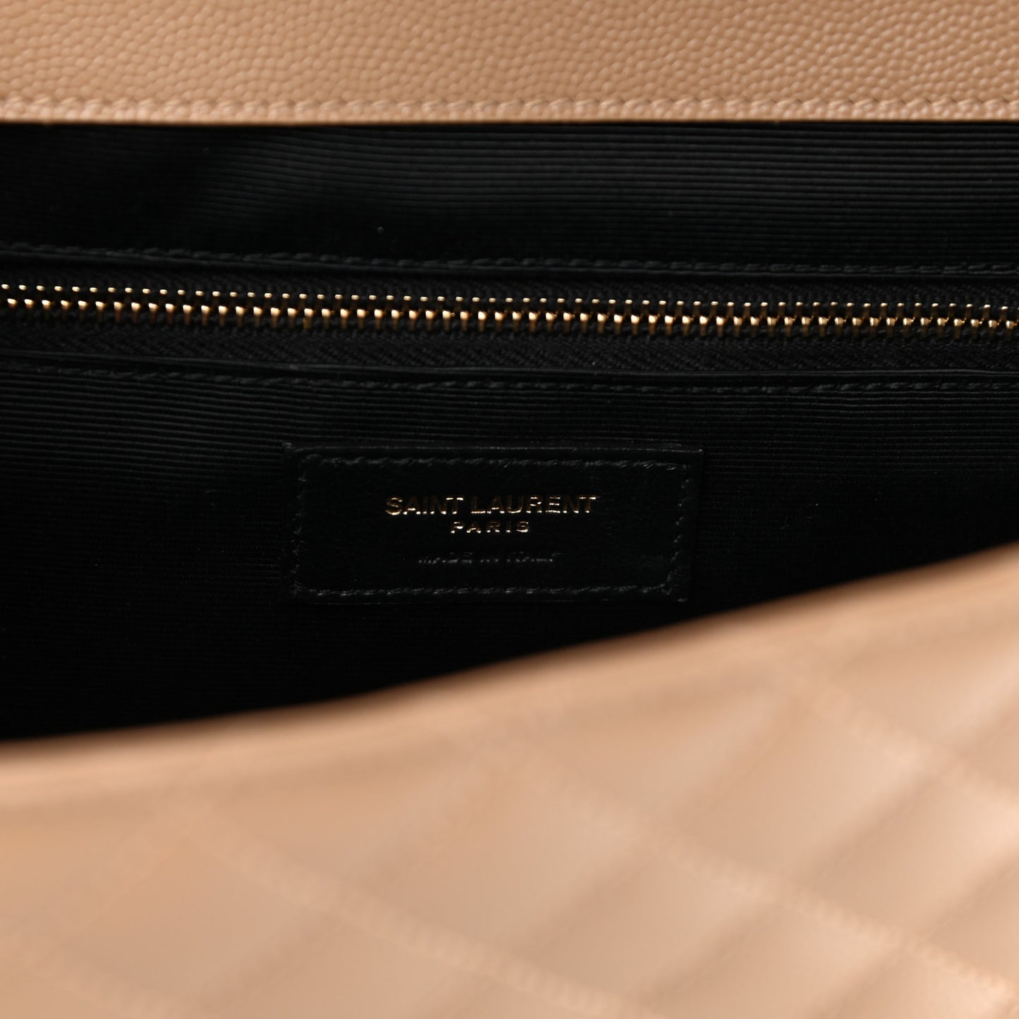Grain De Poudre Textured Mixed Matelasse Triquilt Large Monogram Satchel Natural Tan