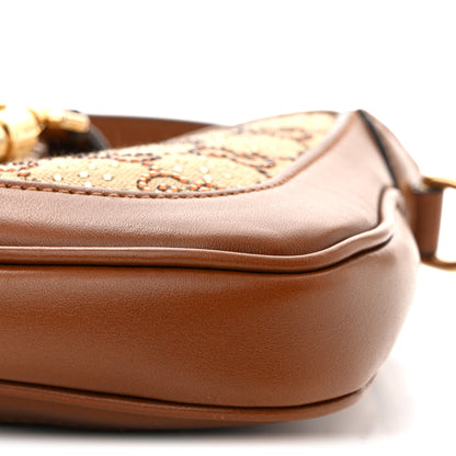 Gucci New Canvas Charisma Calfskin Crystal GG Monogram Mini Jackie 1961 Hobo Camel Ebony 10 of 12