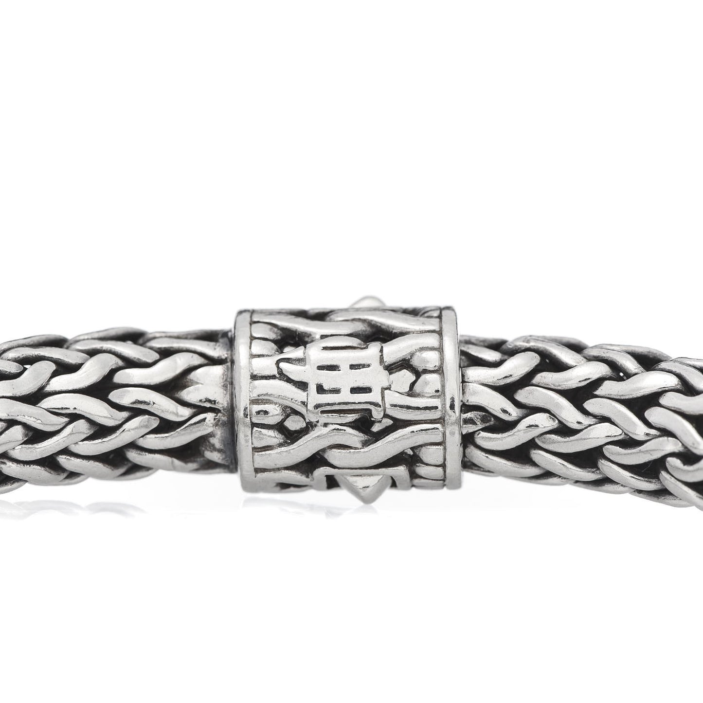 Sterling Silver 18K White Gold Diamond 7.5mm Classic Chain Bracelet