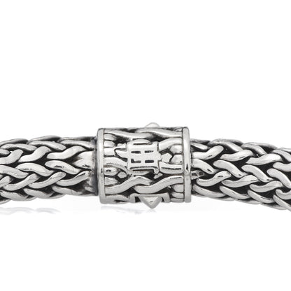 John Hardy Sterling Silver 18K White Gold Diamond 7.5mm Classic Chain Bracelet 4 of 5