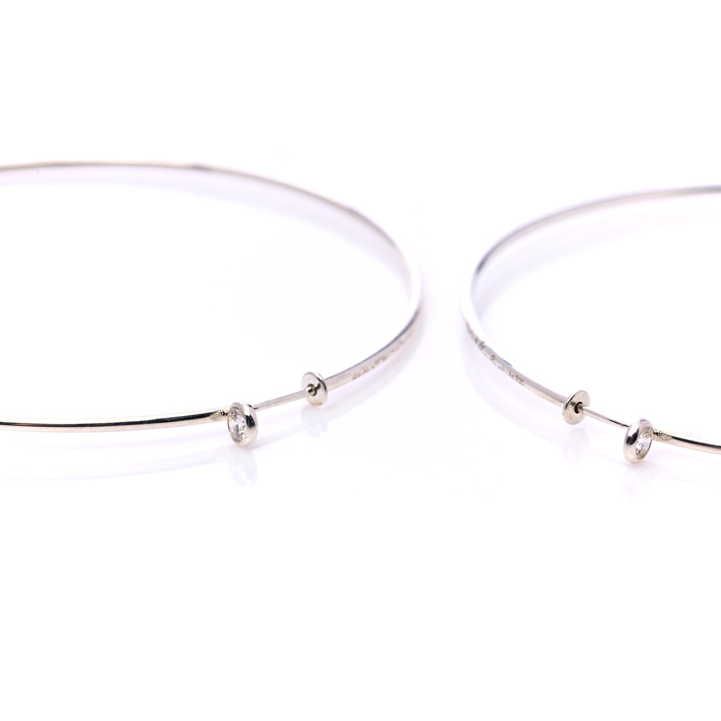 Sterling Silver Diamond Large Elsa Peretti Hoop Earrings