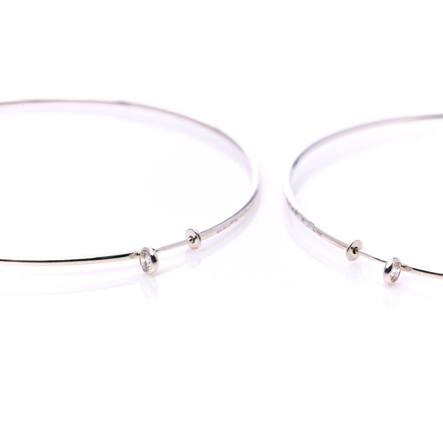 Tiffany Sterling Silver Diamond Large Elsa Peretti Hoop Earrings 4 of 7