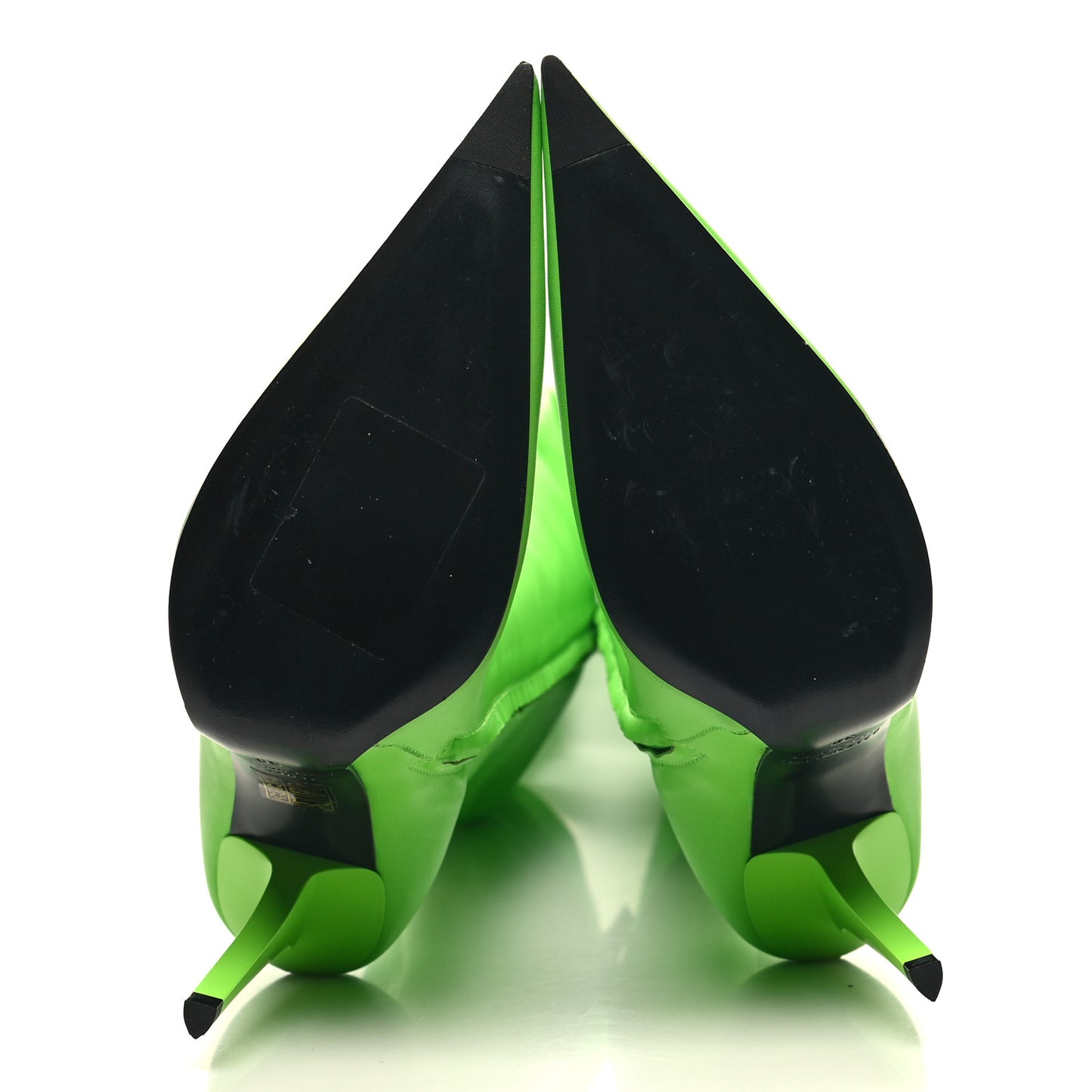 Calfskin Pointed Toe Knife Thigh High Boots 38 Green