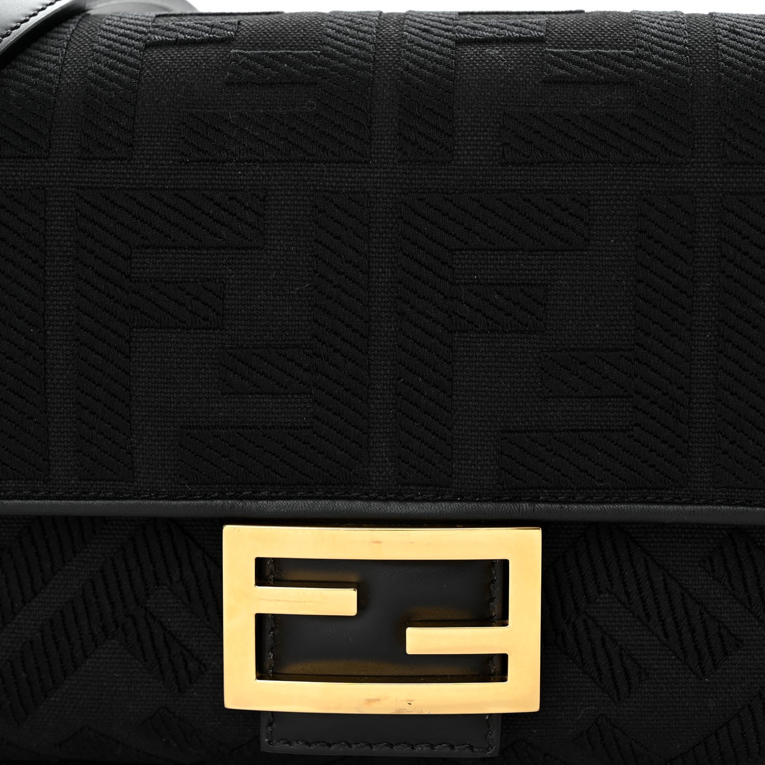 Fendi Canvas Vitello King Extra Strap FF Embroidered Baguette Black 8 of 11