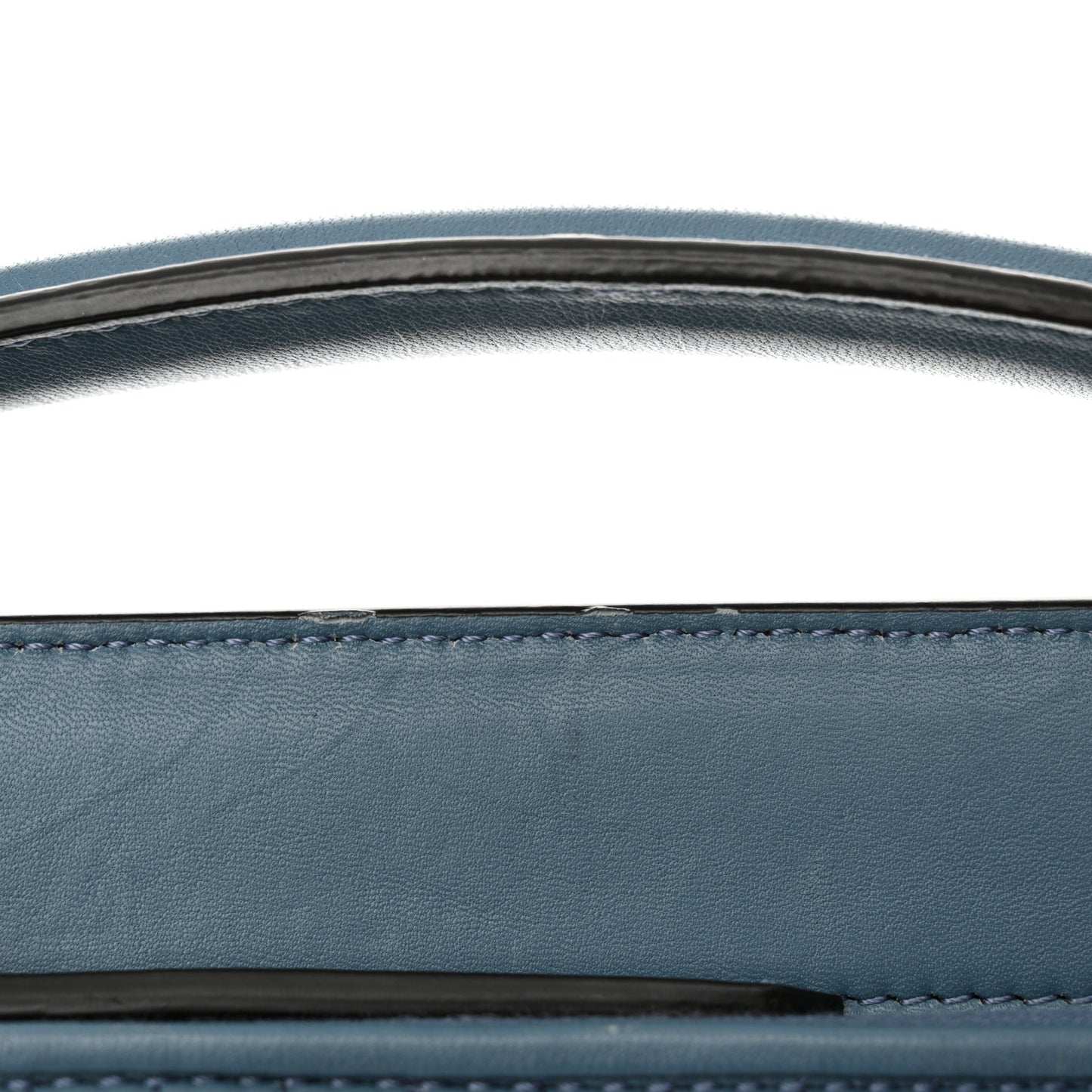 Shiny Nappa Trapuntata Small DotCom Click Top Handle Chain Satchel Blue