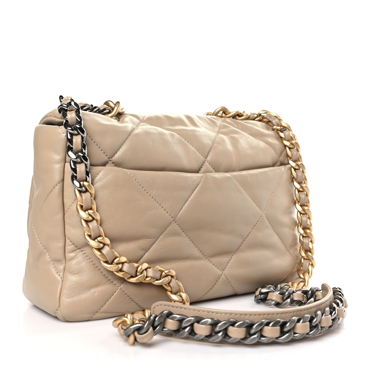 Chanel Lambskin Quilted Large Chanel 19 Flap Dark Beige 2 of 9