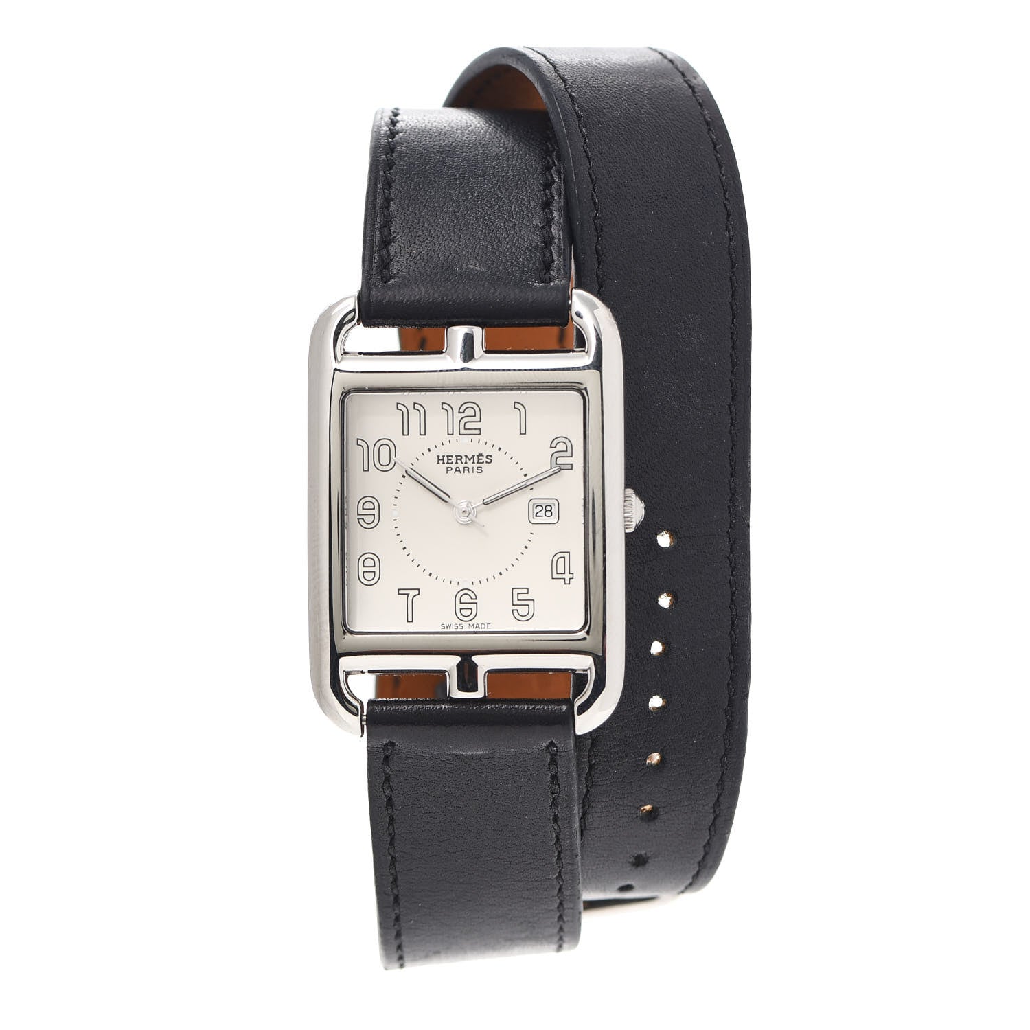 Hermes Stainless Steel Barenia 29mm Cape Cod Double Tour Quartz Watch Noir 1 of 5